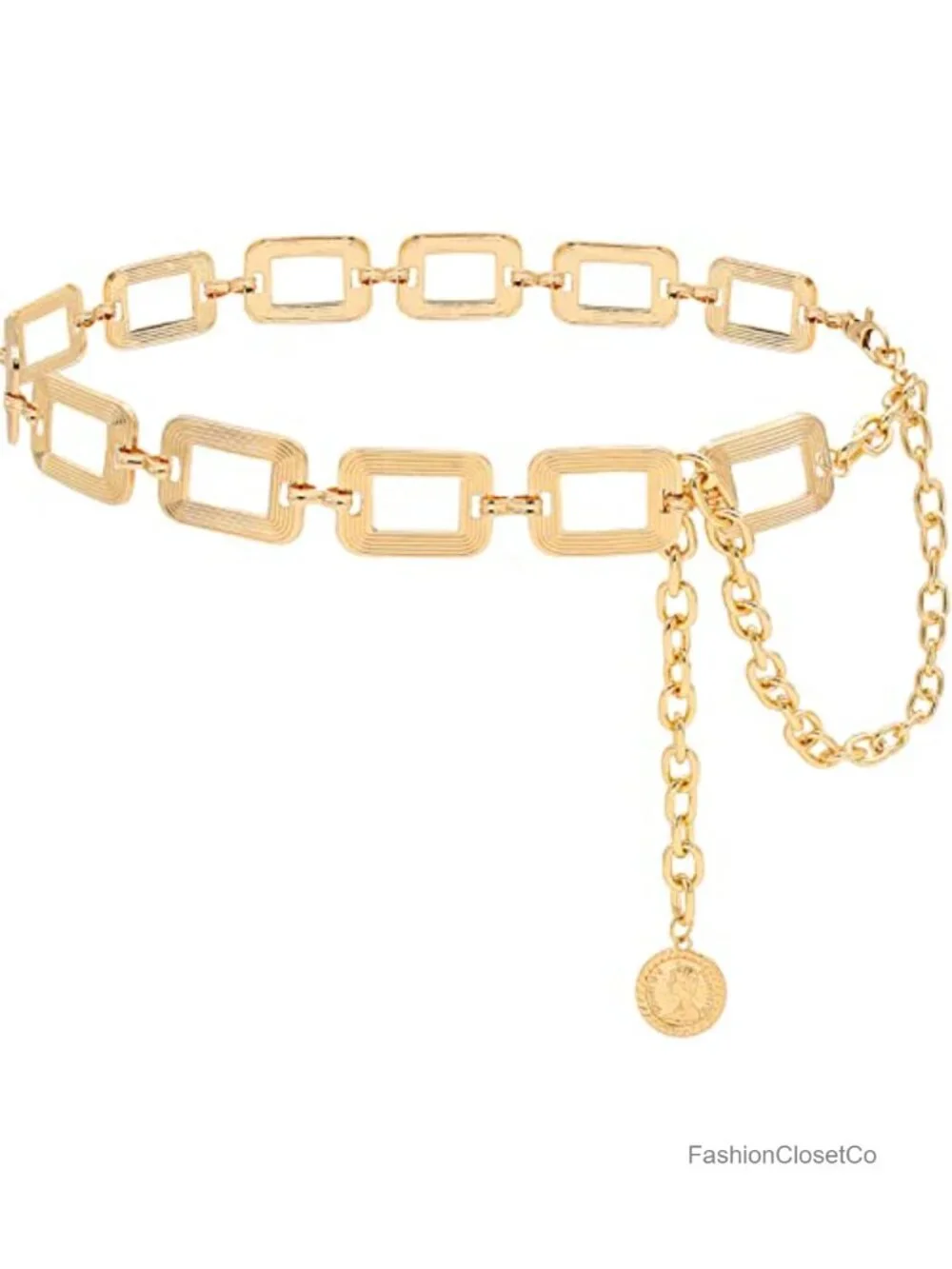 Chunky Link Chain Belt, Metal Waist Belt for Women, Alloy Belly Chain